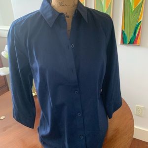 Deep blue Chicos button down shirt
